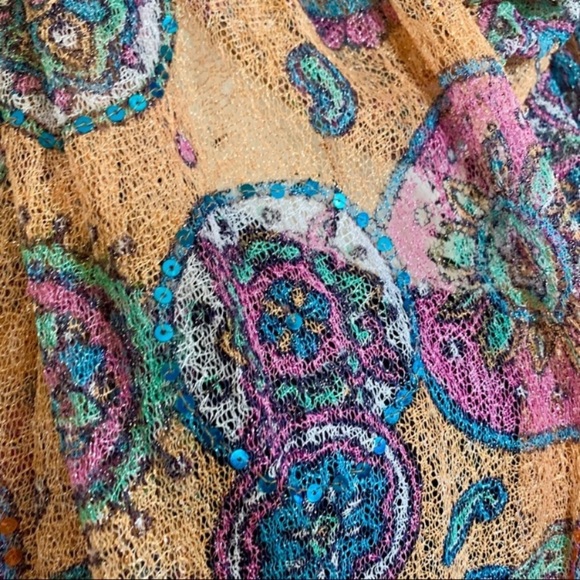 Netted Mandala Print Sequined Tassel Scarf - Picture 6 of 8